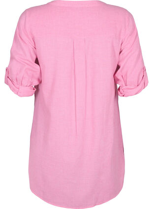 Zizzi Long shirt with 3/4 sleeves and v-neckline, Rosebloom, Packshot image number 1