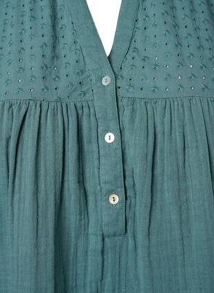 Zizzi Tunic in cotton with embroidery anglaise, Sea Pine, Packshot image number 2