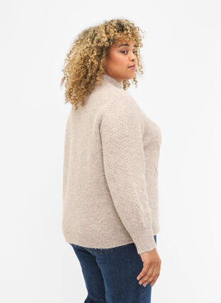 Zizzi Wzorzysty sweter z dzianiny z golfem, Simply Taupe Mel., Model image number 1