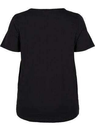 Zizzi Short-sleeved t-shirt with cotton details, Black, Packshot image number 1