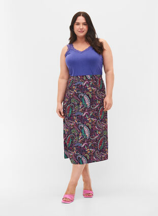 Zizzi 2-pack top with lace, Black/Purple Coral, Model image number 2