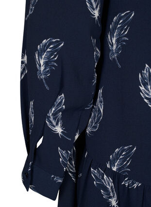 Zizzi Sukienka midi z dlugim rekawem, Navy B. Feather AOP, Packshot image number 3