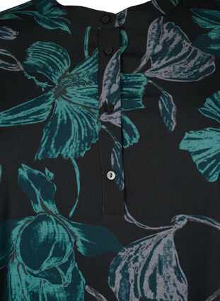 Zizzi Flash – tunika w kwiaty z dlugimi rekawami, Black Scarab Flower, Packshot image number 2