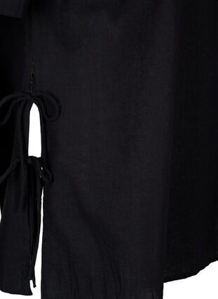 Zizzi Bluzka z krótkim rekawem z mieszanki bawelny z lnem i koronkowymi detalami, Black, Packshot image number 3