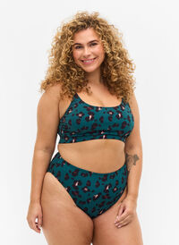 Dól bikini z wysokim stanem, Teal Leopard, Model