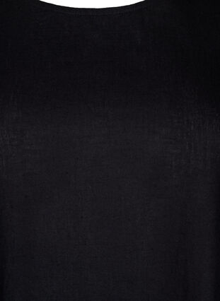 Zizzi Bluzka z krótkim rekawem z mieszanki bawelny z lnem i koronkowymi detalami, Black, Packshot image number 2