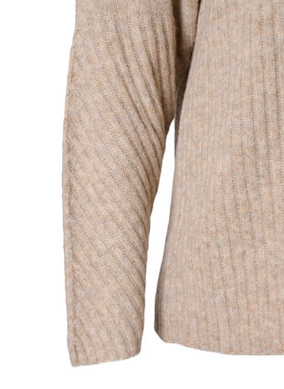 Zizzi Sweter z golfem o prazkowanej fakturze, Simply Taupe Mel., Packshot image number 3