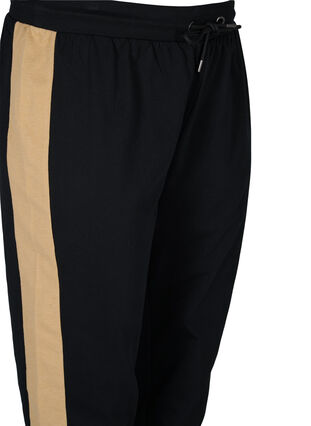 Zizzi Sweatpants with track details, Black/Camel, Packshot image number 2