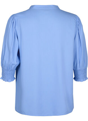 Zizzi Wiskozowa bluzka z marszczeniem i falbanka, Cornflower Blue, Packshot image number 1