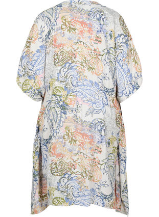 Zizzi Printed viscose dress with drawstring, White Paisley AOP, Packshot image number 1