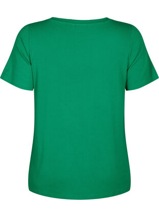 Zizzi Prazkowany t-shirt z wiskozy z dekoltem w szpic, Jolly Green, Packshot image number 1