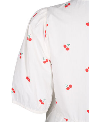 Zizzi Trapezowa sukienka z wisniowym nadrukiem, B. White/Cherry, Packshot image number 3