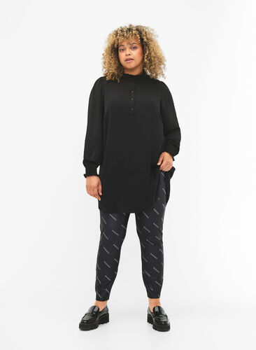 Zizzi Legginsy z nadrukiem tekstowym, Black Radiance, Model image number 0