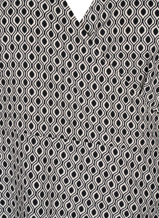 Zizzi Flash - Kopertowa sukienka z krótkim rekawem, Black White Graphic, Packshot image number 2