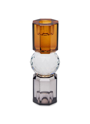 Zizzi Candle holder in crystal glass, Brown/Smoke Comb, Packshot image number 1