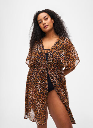 Zizzi Plazowe kimono z nadrukiem, Leopard, Model image number 2