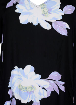 Zizzi Wiskozowa sukienka w kwiaty z krótkimi rekawami, Black Big Flower AOP, Packshot image number 2