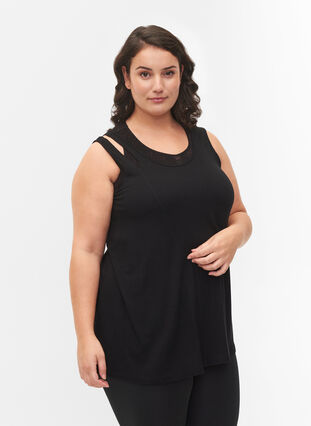 Zizzi Sleeveless workout top in viscose, Black, Model image number 0