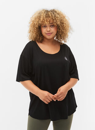 Zizzi Sportowy top z krótkim rekawem, Black, Model image number 0