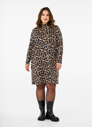 Zizzi Flash - Sukienka golf z dlugim rekawem, Leopard Print, Model image number 2