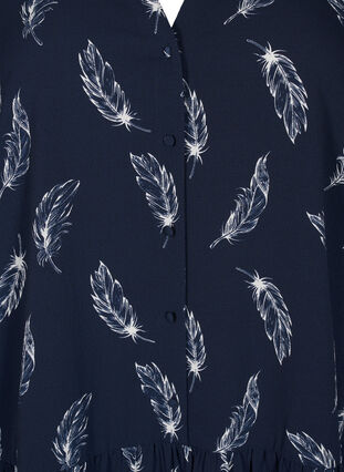 Zizzi Sukienka midi z dlugim rekawem, Navy B. Feather AOP, Packshot image number 2