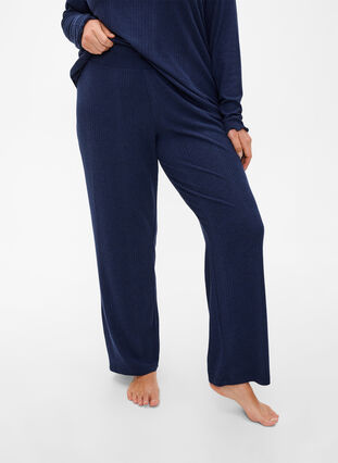 Zizzi Wygodne spodnie z paskowana tekstura, Night Sky Mel., Model image number 2
