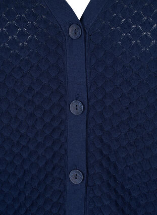 Zizzi Patterned cotton cardigan, Navy Blazer, Packshot image number 2