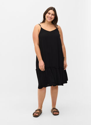 Zizzi Sleeveless viscose beach dress, Black, Model image number 2