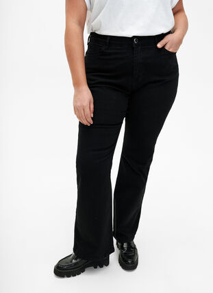  Jeansy typu bootcut Ellen z wysokim stanem, Black, Model image number 2