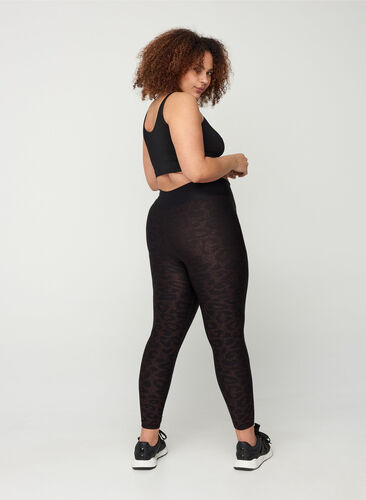 Zizzi Cropped sparkly sports leggings, Black w copper, Model image number 0