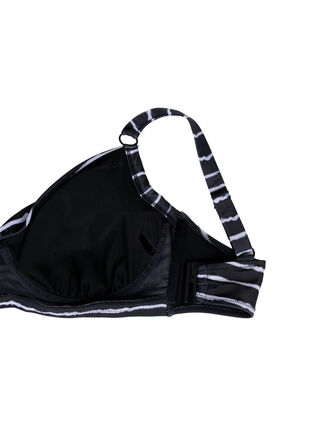 Zizzi Biustonosz bikini z nadrukiem i fiszbinami, Black White Stripe, Packshot image number 3