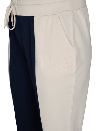 Zizzi Colour-block sweatpants, Night Sky/Off White, Packshot image number 2