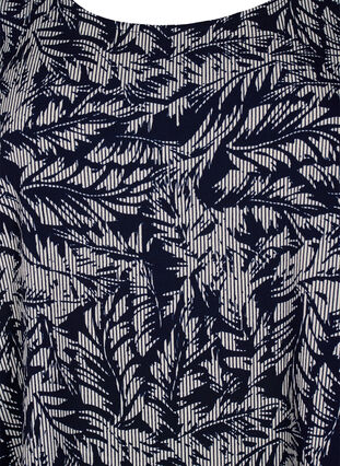 Zizzi Flash – bluzka z krótkim rekawem i nadrukiem, Off White Blue Leaf, Packshot image number 2