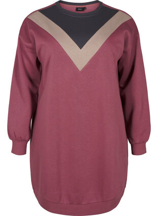 Zizzi Dluga bluza dresowa w kolorowe bloki, Rose B. Color Block, Packshot image number 0