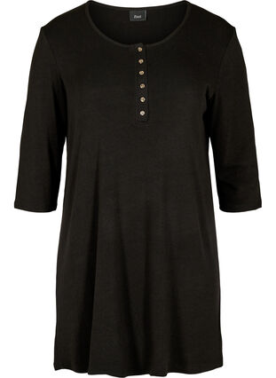 Zizzi Plain blouse with buttons and 3/4 sleeves, Black, Packshot image number 0