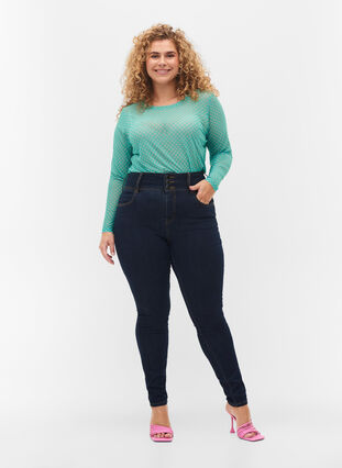 Zizzi Super slim Bea jeans with extra high waist, Unwashed, Model image number 0