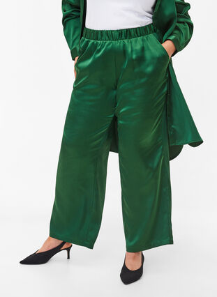 Zizzi Loose trousers with pockets and elasticated edge, Formal Garden, Model image number 2