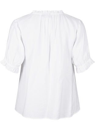 Zizzi Wiskozowa bluzka z krótkim rekawem i falbanka, Bright White, Packshot image number 1