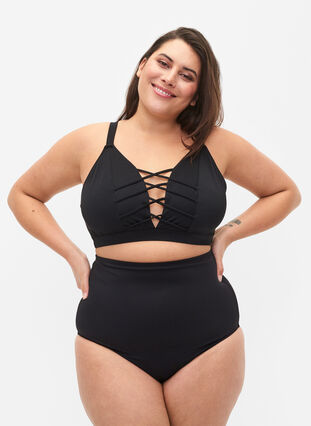 Zizzi Figi bikini z bardzo wysokim stanem, Black, Model image number 0