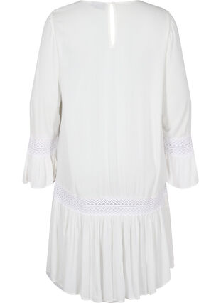 Zizzi viscose dress with lace detail, Off White, Packshot image number 1