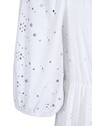 Dluga sukienka z koronkowym wzorem i dekoltem karo, Bright White, Packshot image number 3