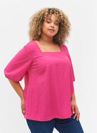 Zizzi Balloon sleeve blouse, Fuchsia Purple, Model image number 0