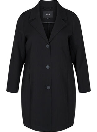 Zizzi Long coat with button closure, Black, Packshot image number 0