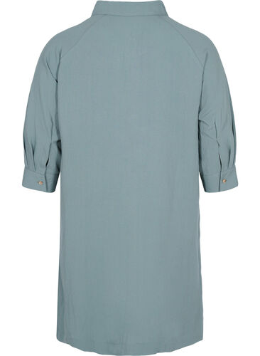 Zizzi Long viscose shirt with pockets and 3/4 sleeves, Balsam Green, Packshot image number 1