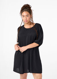 Krótka sukienka z ozdobna kokardka z tylu, Black, Model