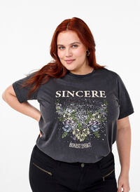 T-shirt z nadrukiem uszyty z bawelny organicznej, D.Grey Wash Sincere, Model