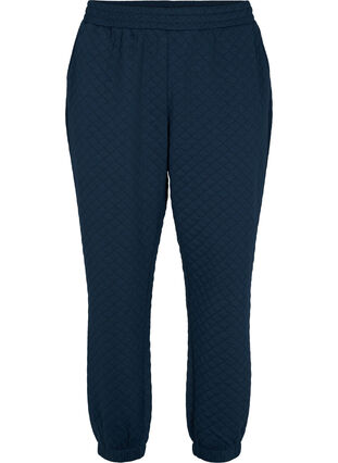 Zizzi Quilted jogging bottoms with pockets, Navy Blazer, Packshot image number 0