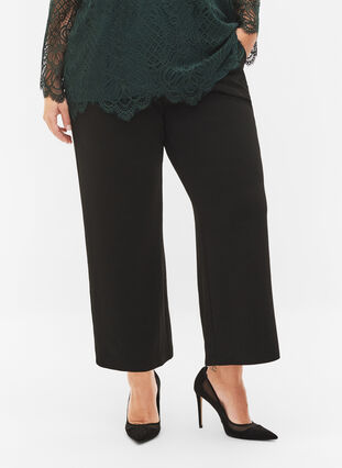 Zizzi Cropped trousers with width, Black, Model image number 2