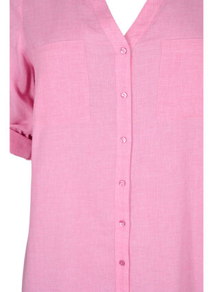 Zizzi Long shirt with 3/4 sleeves and v-neckline, Rosebloom, Packshot image number 2