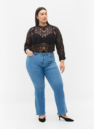 Zizzi Lace top with round neckline, Black, Model image number 2